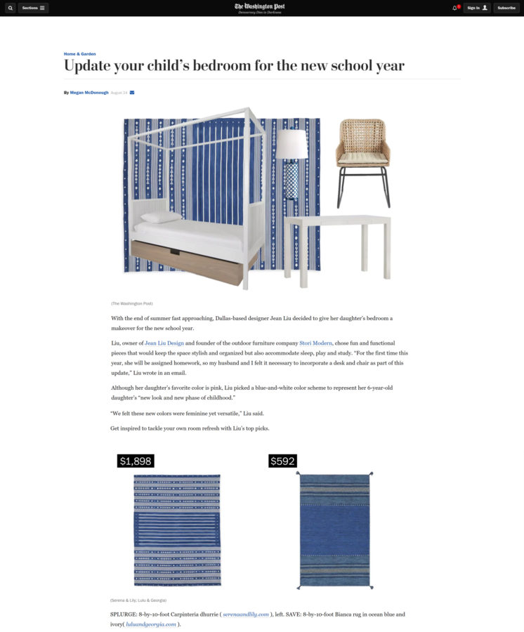 Screen shot of Washington Post articl Update your child's bedroom