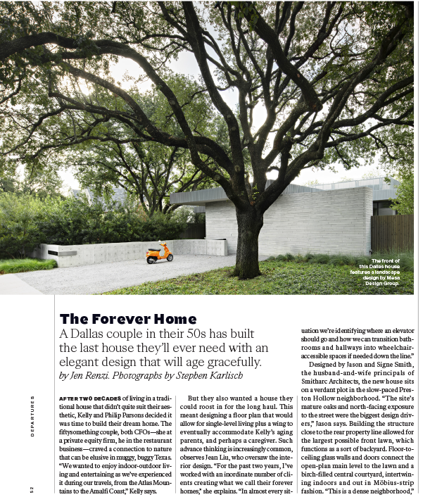 The Forever Home article in Departures Magazine pg 1