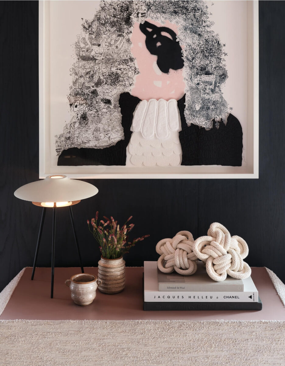 pink and black wall art