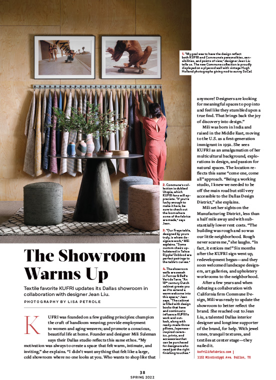 The Showroom Warms Up - Kufri jean Liu Design Rue Article Page 1