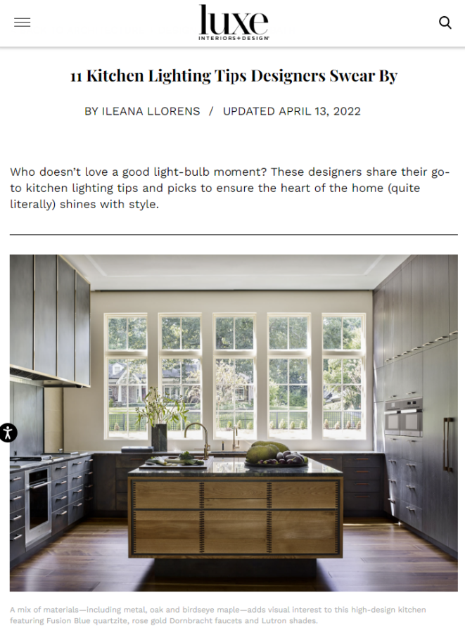 Luxe Interiors + Design 11 Kitchen Lighting Tips