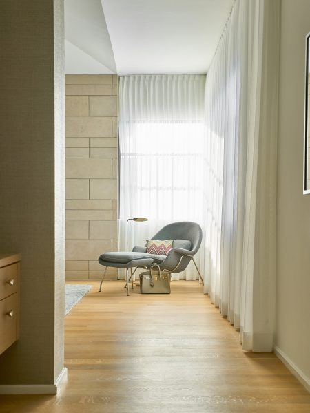 Texas Modern - Book edited by Hannah Jenkins Texas Modern Caruth Residence reading nook with gray chair Interior Design by Jean Liu Design