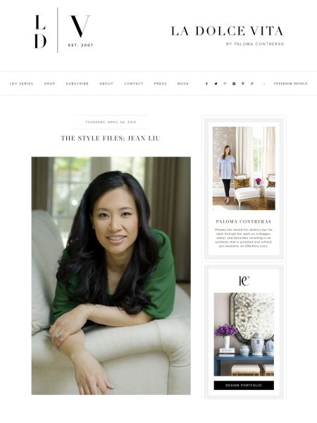 La Dolce Vita - <a href="http://www.ladolcevitablog.com/2018/04/26/the-style-files-jean-liu/" target="_blank" rel="noopener noreferrer">Read Article Online</a> La Dolce Vita The Style Files featuring Jean Liu pretty in emerald green on couch