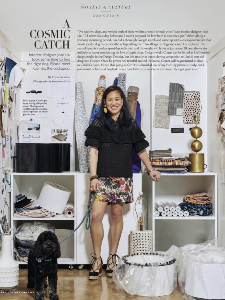 Dallas Modern Luxury Dallas Modern Luxury A Cosmic Catch article with Jean Liu and her dog Comet