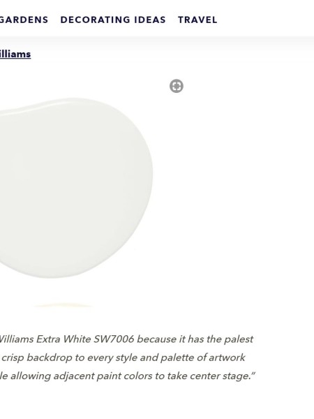 Veranda - <a href="https://www.veranda.com/home-decorators/news/a1114/best-white-paint/" target="_blank" rel="noopener noreferrer">View Full Article</a> Veranda Article Cover White Paints Sherman Williams Extra White is the go to for Jean Liu