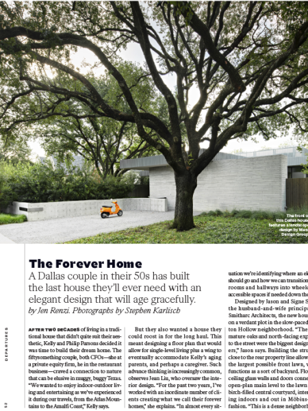 Departures The Forever Home article in Departures Magazine pg 1