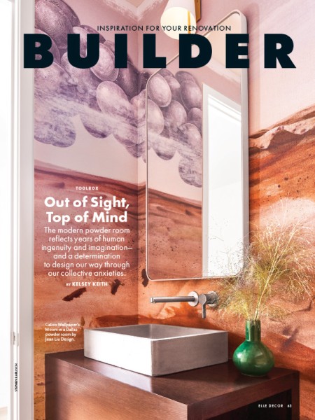 Elle Decor Elle Decor March 2021 powder room by Jean Liu Design and calico wallpaper