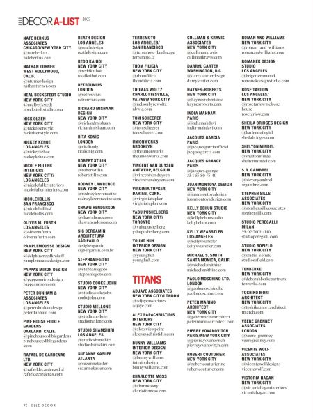 Elle Decor 2023 A List Article 2nd page